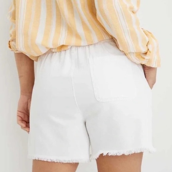 Aerie Cargo Linen Frayed Hem White Adventure Shorts Safari - Picture 2 of 10